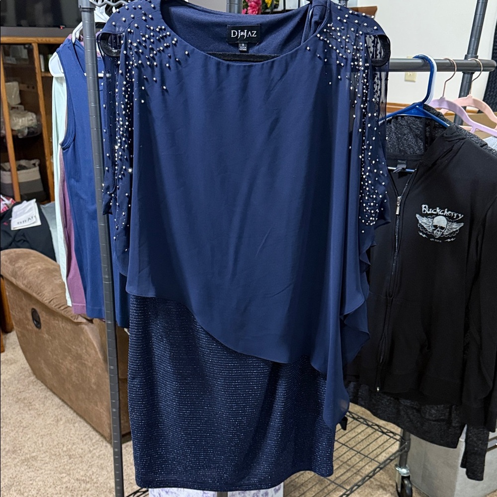 DJ Jaz Navy Embellished Midi Dress for Women